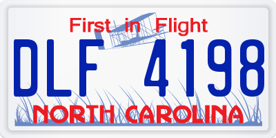 NC license plate DLF4198