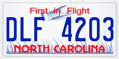 NC license plate DLF4203