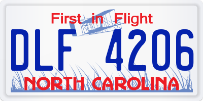 NC license plate DLF4206