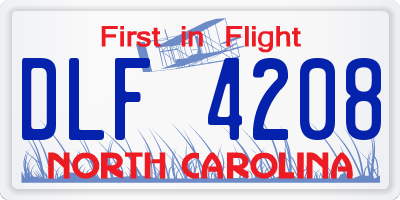 NC license plate DLF4208