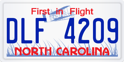 NC license plate DLF4209