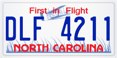 NC license plate DLF4211
