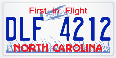 NC license plate DLF4212