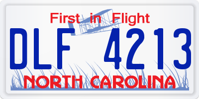 NC license plate DLF4213