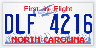 NC license plate DLF4216
