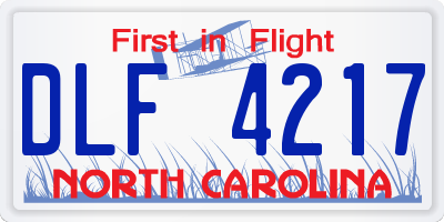 NC license plate DLF4217
