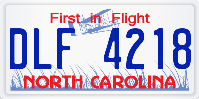 NC license plate DLF4218