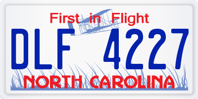 NC license plate DLF4227