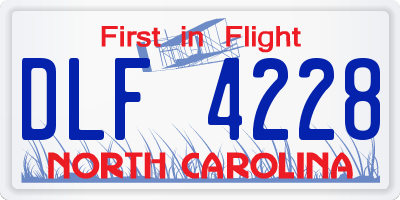 NC license plate DLF4228