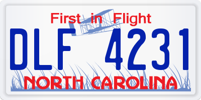 NC license plate DLF4231
