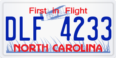 NC license plate DLF4233