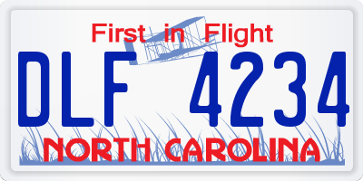 NC license plate DLF4234