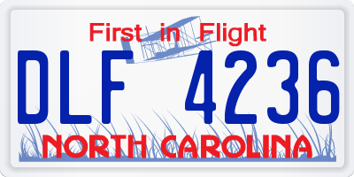 NC license plate DLF4236