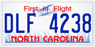 NC license plate DLF4238