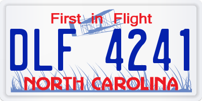NC license plate DLF4241