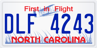 NC license plate DLF4243