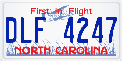 NC license plate DLF4247