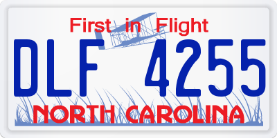 NC license plate DLF4255