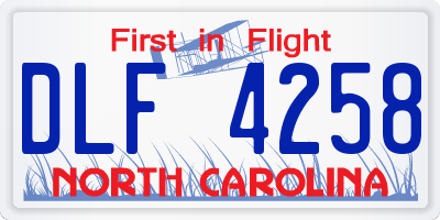 NC license plate DLF4258