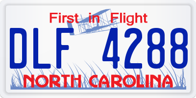 NC license plate DLF4288