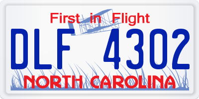 NC license plate DLF4302