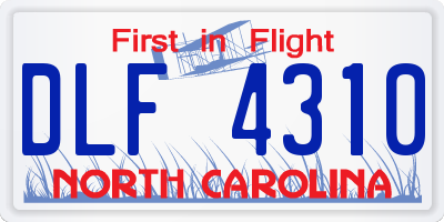 NC license plate DLF4310