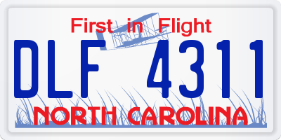 NC license plate DLF4311