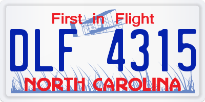 NC license plate DLF4315