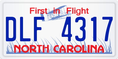 NC license plate DLF4317