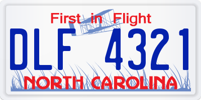 NC license plate DLF4321