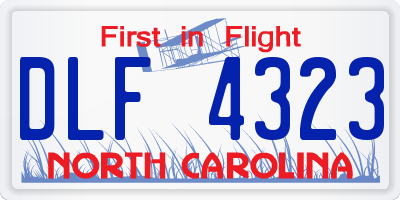 NC license plate DLF4323