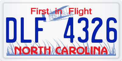 NC license plate DLF4326