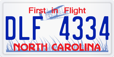 NC license plate DLF4334