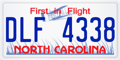 NC license plate DLF4338