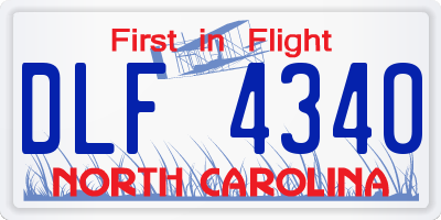 NC license plate DLF4340