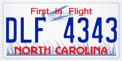 NC license plate DLF4343
