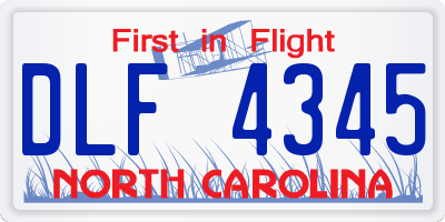NC license plate DLF4345