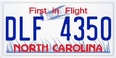 NC license plate DLF4350