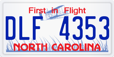 NC license plate DLF4353