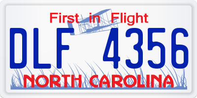 NC license plate DLF4356