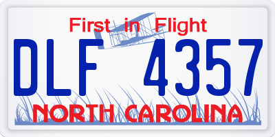 NC license plate DLF4357