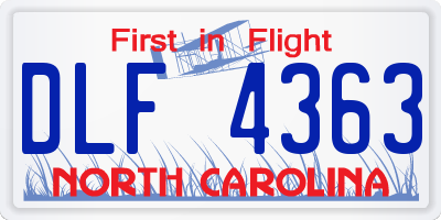 NC license plate DLF4363