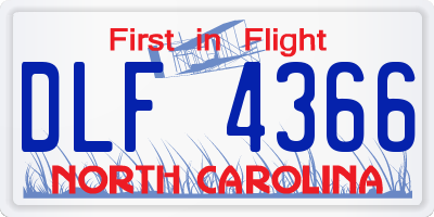 NC license plate DLF4366