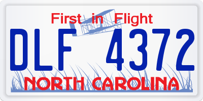 NC license plate DLF4372