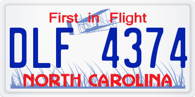 NC license plate DLF4374