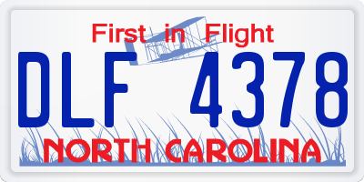 NC license plate DLF4378