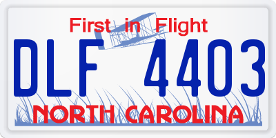 NC license plate DLF4403