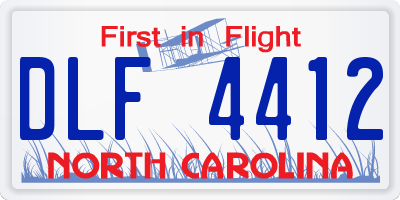 NC license plate DLF4412