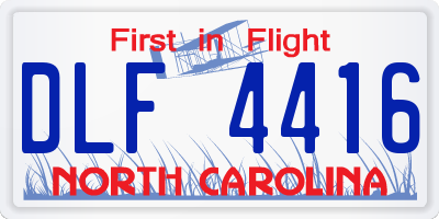 NC license plate DLF4416