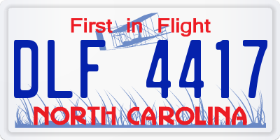 NC license plate DLF4417